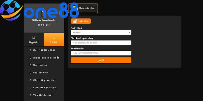 Hướng dẫn chi tiết các bước rút tiền tại ONE88